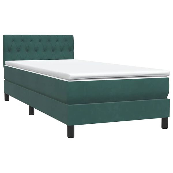 vidaXL Cama com molas/colch&atilde;o verde-escuro 80x220 cm veludo