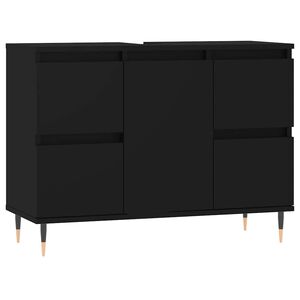 vidaXL Arm&aacute;rio de casa de banho 80x33x60 cm derivados de madeira preto