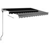 vidaXL Toldo retrátil manual com LED 300x250 cm antracite