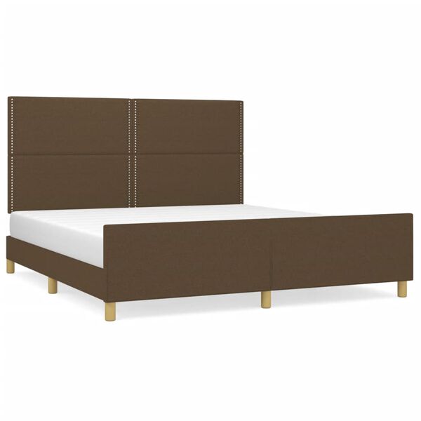 vidaXL Estrutura de cama sem colch&atilde;o 180x200 cm tecido castanho-escuro
