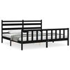 vidaXL Estrutura de cama com cabeceira 200x200 cm madeira maci&ccedil;a preto