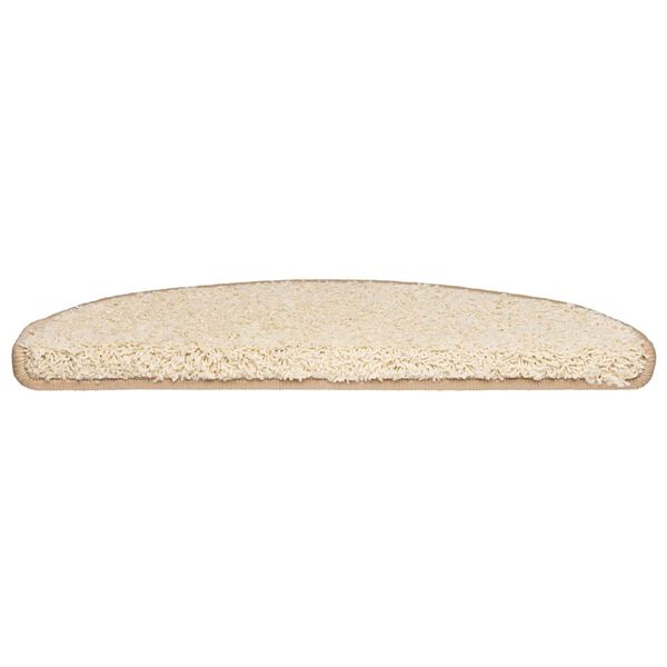 vidaXL Tapetes de escada 20 pe&ccedil;as 65x21x4 cm creme semicircular grande