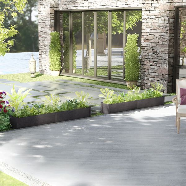 vidaXL Vasos/floreiras de jardim 2 pcs 200x31x31 cm pinho maci&ccedil;o cinza