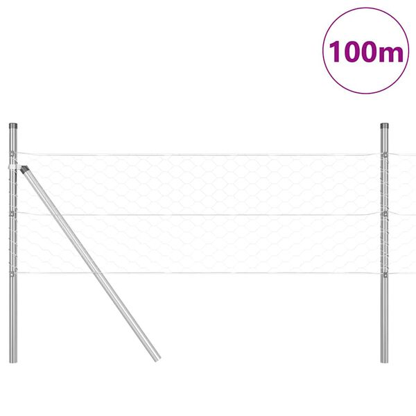 vidaXL Poste de Cerca Prateado 100 x 0,4 m (malha de 50 mm) A&ccedil;o