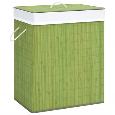 vidaXL Cesto para roupa suja c/ 2 secções 100 L bambu verde
