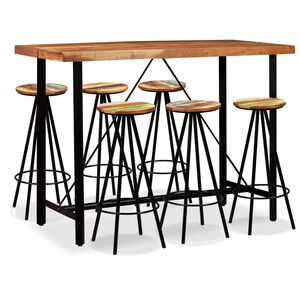 vidaXL Conjunto de bar 7 pcs madeiras de ac&aacute;cia maci&ccedil;a e recuperada