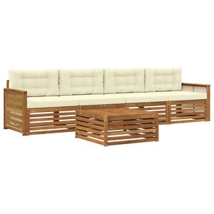 vidaXL Conjunto de Sof&aacute;s para Exterior 5 unid. Natural e Creme