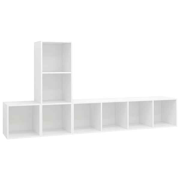 vidaXL 3 pcs conjunto de m&oacute;veis de TV contraplacado branco