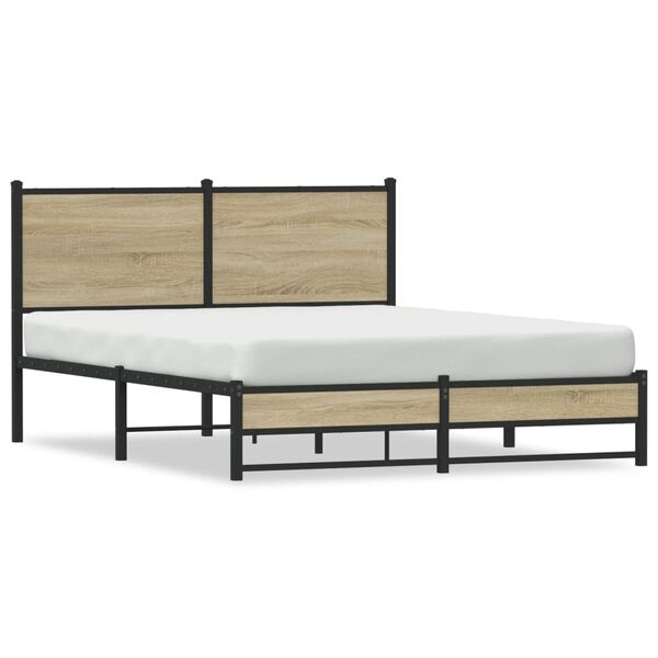 vidaXL Estrutura de cama sem colch&atilde;o 150x200cm metal carvalho sonoma