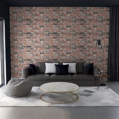 vidaXL Painéis parede 3D design tijolo castanho-escuro/cinza 11pcs EPS