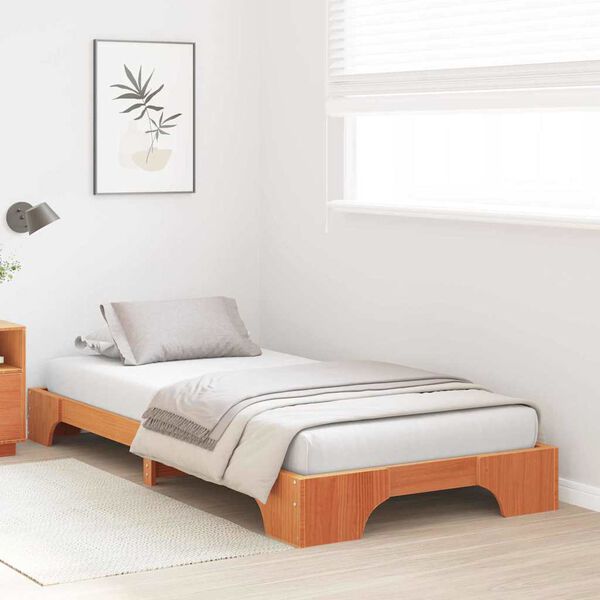 vidaXL Estrutura da Cama Marrom Cera 75 x 190 cm