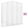 vidaXL Cestos gabi&atilde;o arqueados 3pcs 200x30x200/220cm ferro galvanizado