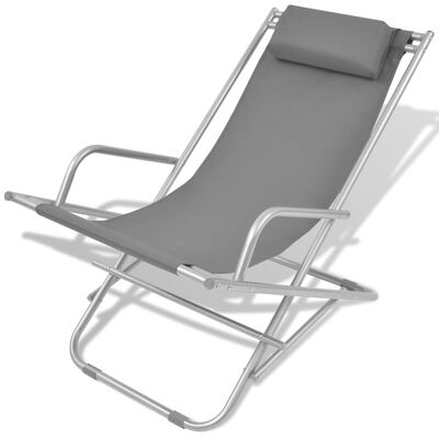 vidaXL Cadeiras de jardim reclináveis 2 pcs aço cinzento