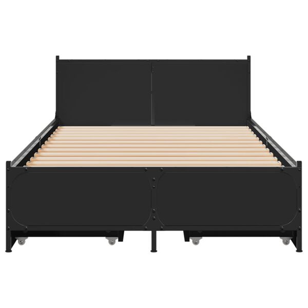 vidaXL Estrutura de cama c/ gavetas 90x200 cm derivados madeira preto