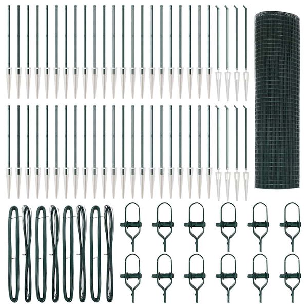 vidaXL Poste de Cerca Verde 100 x 0,8 m (malha de 25 x 25 mm)