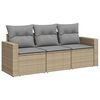 vidaXL 3 pcs conjunto de sof&aacute;s p/ jardim com almofad&otilde;es vime PE bege