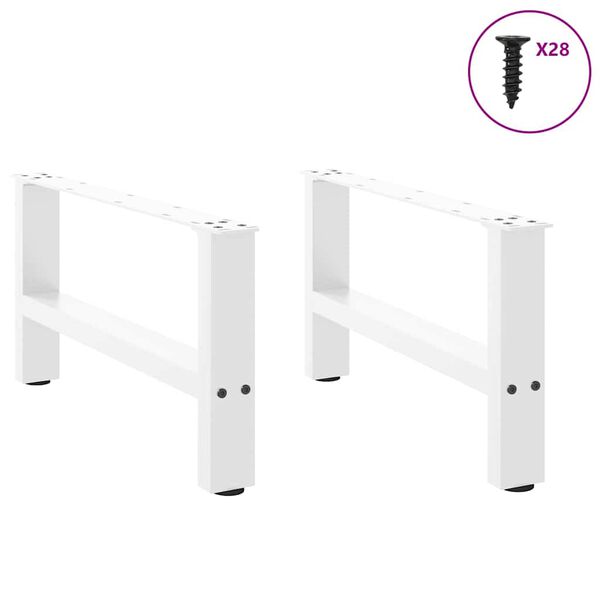 vidaXL P&eacute;s para mesa de centro , brancos, 2 pe&ccedil;as, 70x (30-31) cm, a&ccedil;o