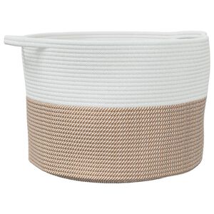 vidaXL Cesto de arruma&ccedil;&atilde;o &Oslash;55x36 cm algod&atilde;o castanho e branco
