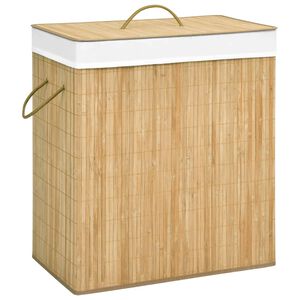 vidaXL Cesto para roupa suja c/ 2 sec&ccedil;&otilde;es 100 L bambu