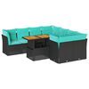 vidaXL 9 pcs conjunto de sof&aacute;s p/ jardim c/ almofad&otilde;es vime PE preto