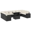 vidaXL 11 pcs conjunto sof&aacute;s de jardim c/ almofad&otilde;es vime PE preto