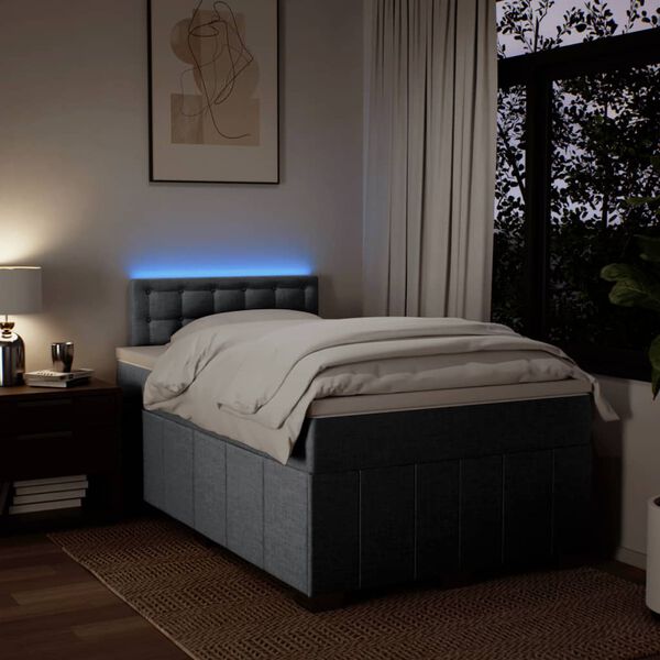 vidaXL Cama boxspring com colch&atilde;o 120x190 cm tecido cinzento-claro