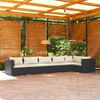 vidaXL 6 pcs conjunto lounge de jardim c/ almofad&otilde;es vime PE preto