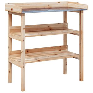 vidaXL Mesa apoio p/ plantas c/ prateleiras 78x38x82,5 cm abeto maci&ccedil;o
