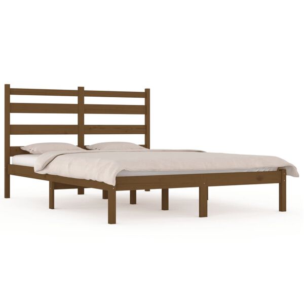 vidaXL Estrutura de cama 200x200 cm pinho maci&ccedil;o castanho mel