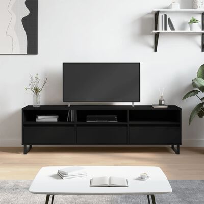 vidaXL Móvel de TV 150x30x44,5 cm derivados de madeira preto