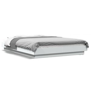 vidaXL Estrutura cama c/ luzes LED 140x190 cm derivados madeira branco