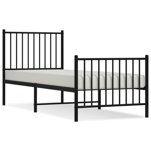 vidaXL Estrutura de cama com cabeceira e pés 80x200 cm metal preto