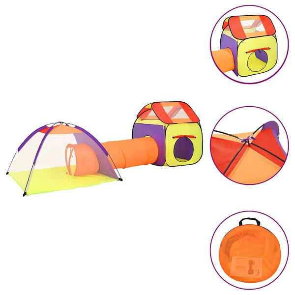 vidaXL Tenda de brincar infantil com 250 bolas 338x123x111 cm multicor