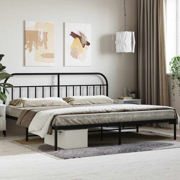 vidaXL Estrutura de cama com cabeceira 200x200 cm metal preto