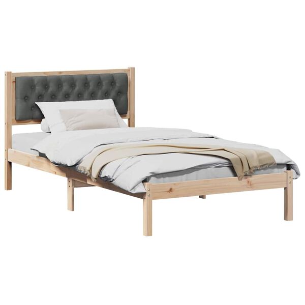vidaXL Estrutura da Cama com cabeceira Cinza Escuro 100 x 200 cm