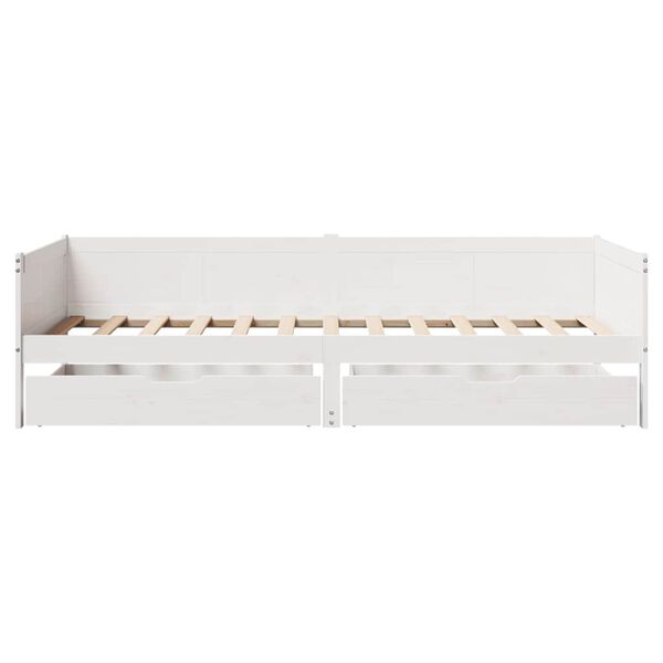 vidaXL Sof&aacute;-cama c/ gavetas 90x190 cm madeira de pinho maci&ccedil;a branco