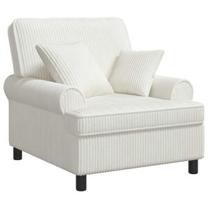 vidaXL Poltrona XL com almofadas Creme Tecido de 1,5 Linhas