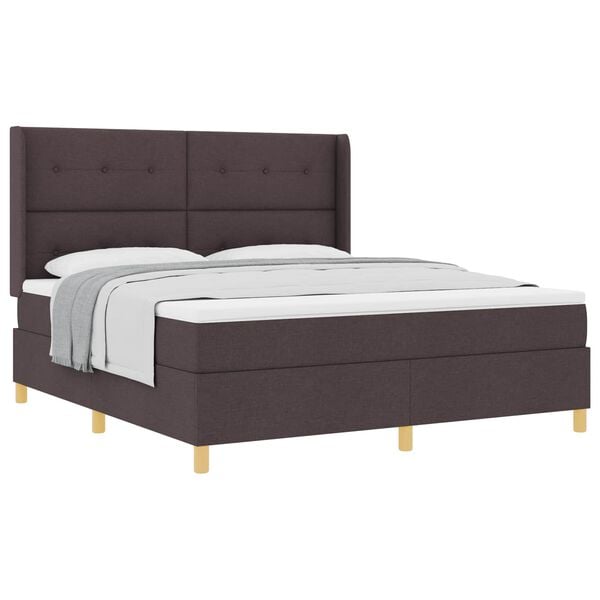 vidaXL Cama Box com colch&atilde;o Marrom Escuro 180 x 200 cm tecido