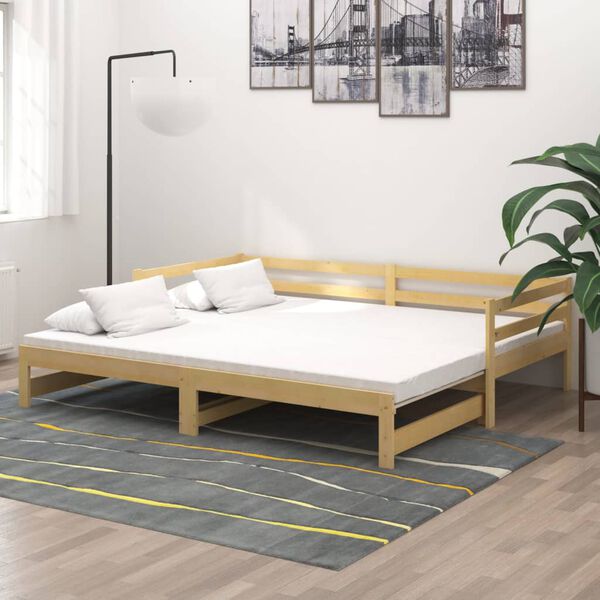 vidaXL Estrutura sofá-cama de puxar 2x(90x200) cm pinho maciço