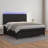 vidaXL Cama box spring c/ colch&atilde;o/LED 180x200cm couro artificial preto