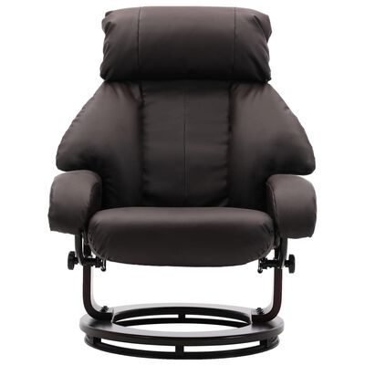 vidaXL Cadeira TV reclinável c/ apoio de pés couro artificial castanho