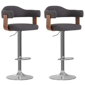 vidaXL Bancos de bar 2 pcs tecido e madeira curvada cinzento-escuro