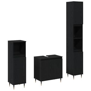 vidaXL Conjunto de M&oacute;veis para Banheiro com porta 3 pcs Carvalho Preto