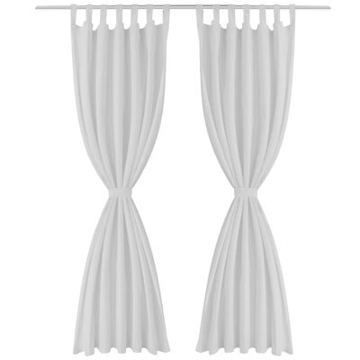 Cortinas de cetim com laços, 2 pcs, branco 140 x 245 cm