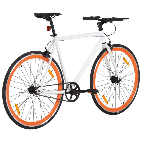 vidaXL Bicicleta de mudan&ccedil;as fixas 700c 59 cm branco e laranja