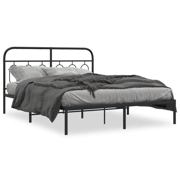 vidaXL Estrutura de cama com cabeceira 140x190 cm metal preto