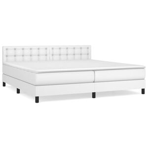 vidaXL Cama com molas/colch&atilde;o 200x200 cm couro artificial branco