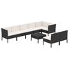vidaXL 9 pcs conjunto lounge de jardim c/ almofad&otilde;es vime PE preto