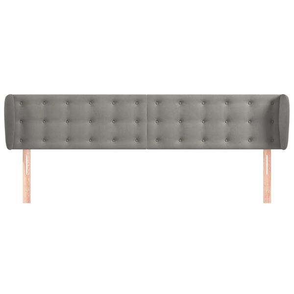 vidaXL Cabeceira de cama c/ abas veludo 203x23x78/88 cm cinzento-claro