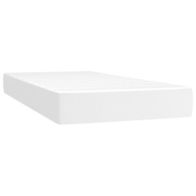 vidaXL Cama box spring c/ colchão/LED 90x200cm couro artificial branco